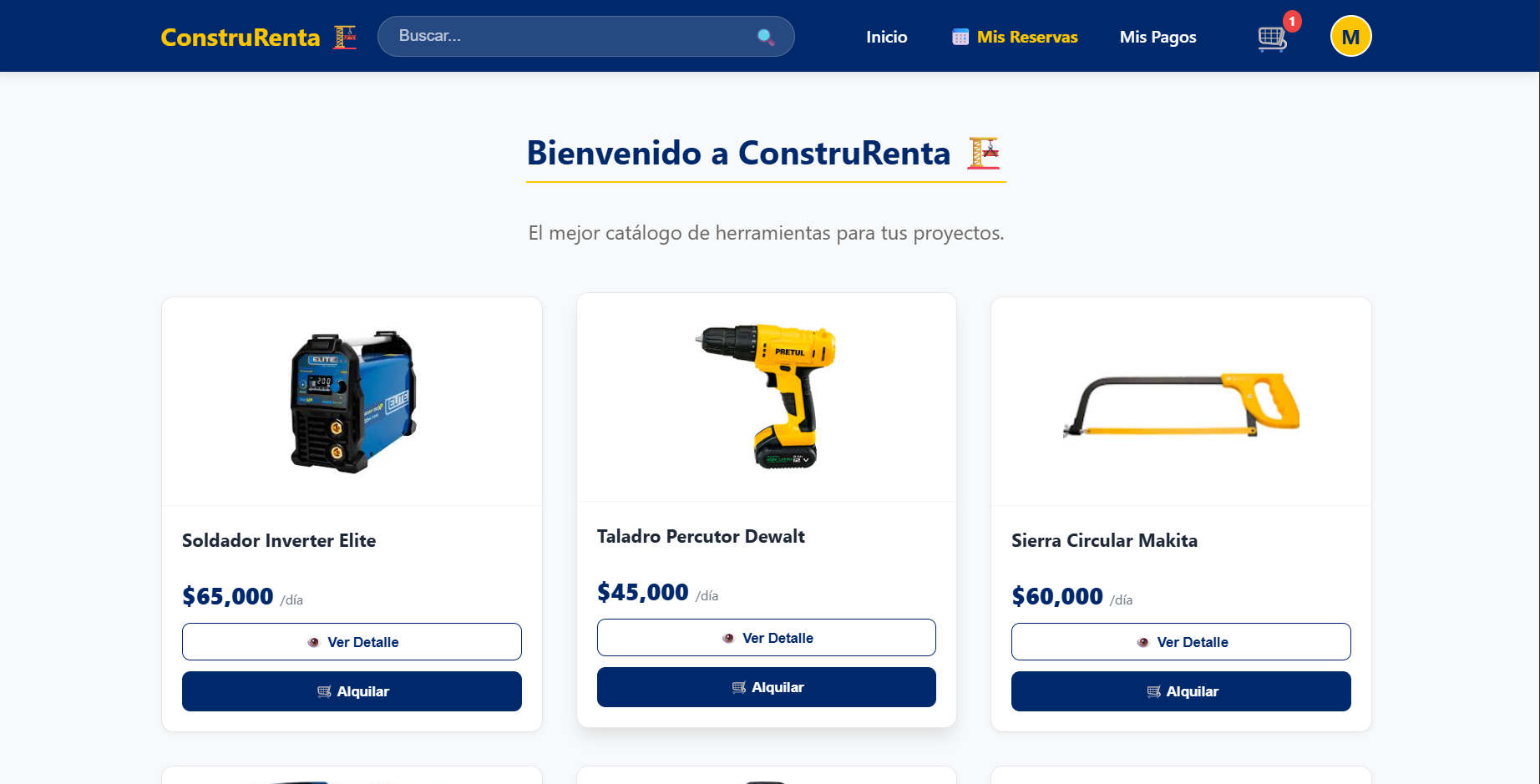 Construrrenta - Plataforma Full Stack de Renta de Equipos
